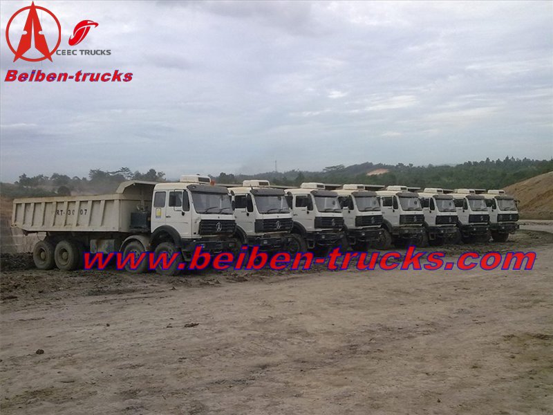 Pedido de cliente de Indonesia, camión hormigonera y camión volquete beiben RHD 2534 de 25 unidades