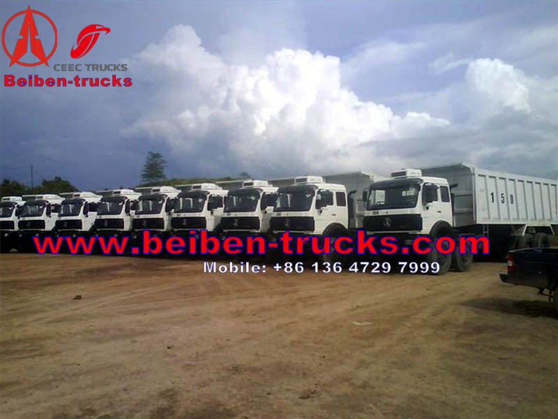 Camiones volquete North Benz de 12 ruedas para exportación