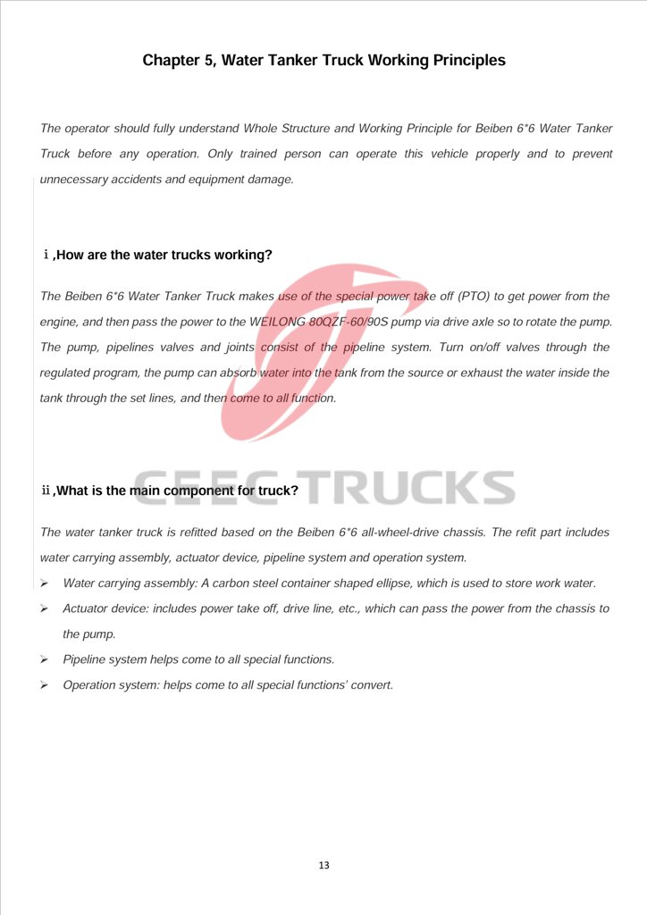 manual del camión cisterna beiben