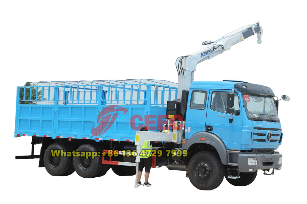 beiben 6x6 off road knuckle crane truck