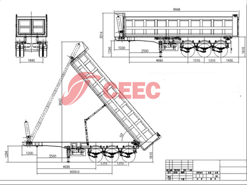 3-axle dumper semi-trailer drawing