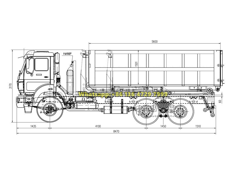 Beiben 20 ton hooklift truck drawing