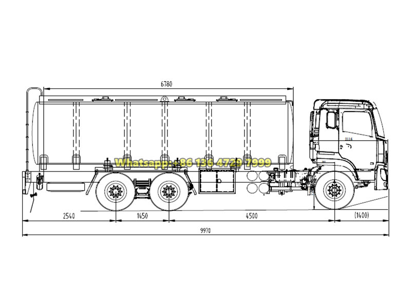 Beiben 6x6 fuel tanker truck drawing