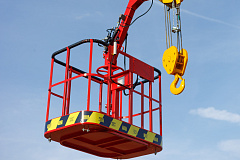 Aerial work bucket for boom crane