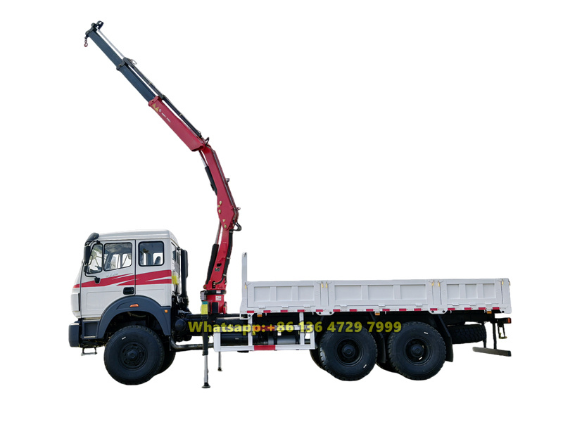 Beiben 6×6 truck with 4-ton knuckle crane