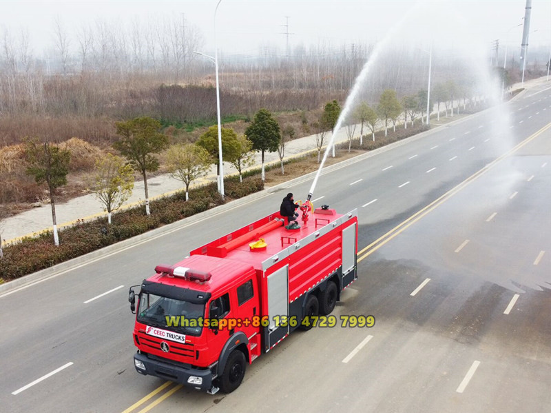 Beiben water foam fire engine testing