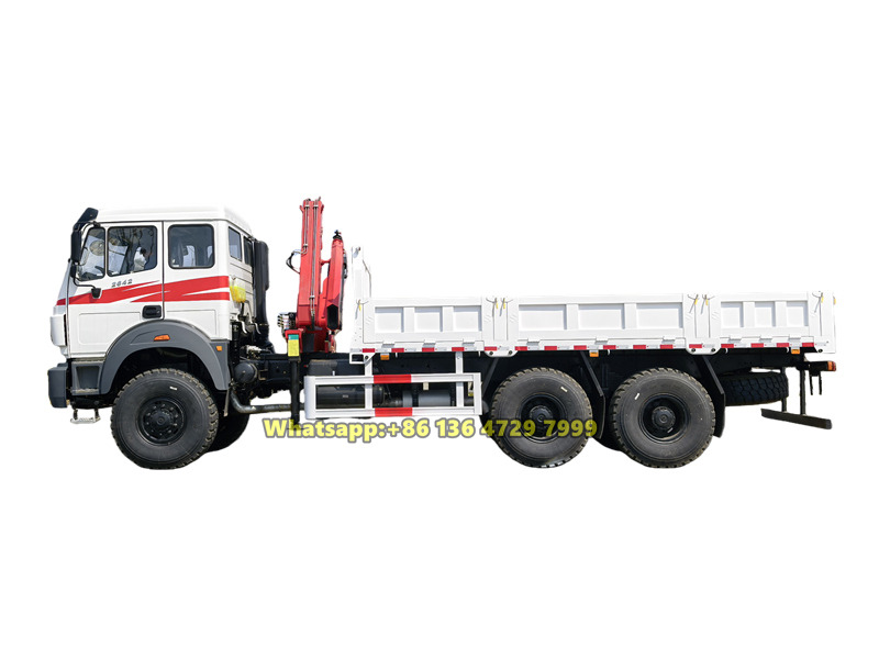 Beiben 6×6 cargo truck with knuckle crane