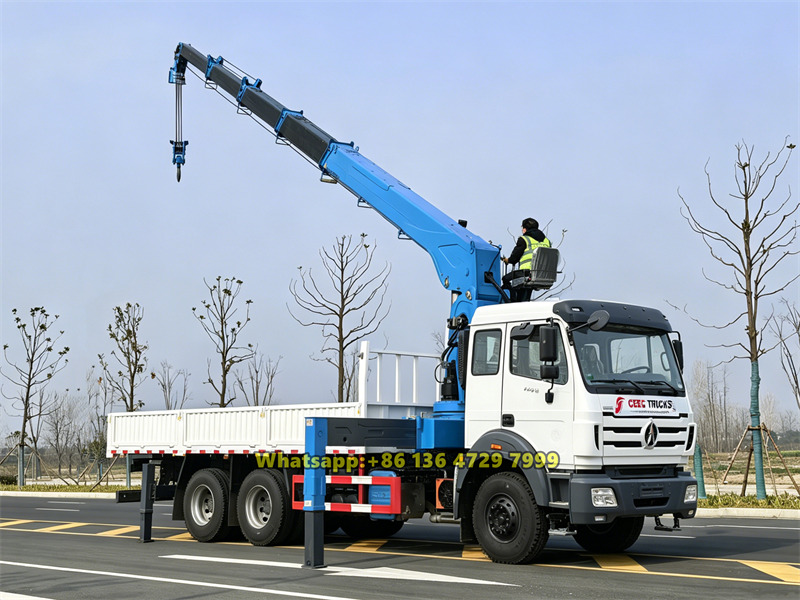Beiben 6×4 cargo truck with crane