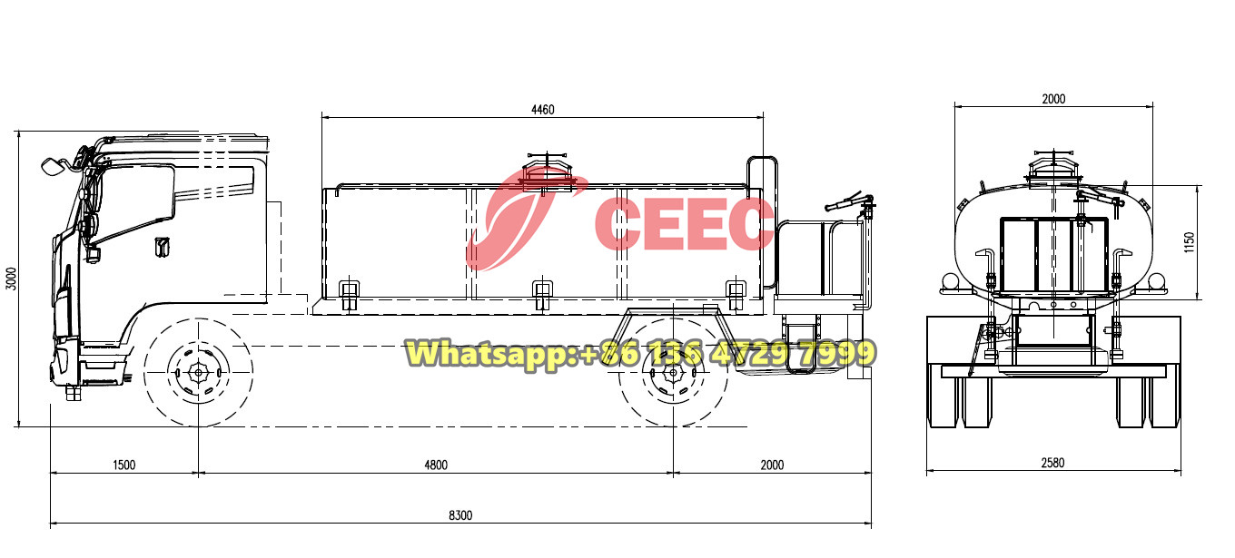 Beiben 4×2 water sprinkler truck drawing