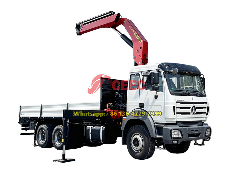 Beiben 6×4 heavy truck with knuckle crane