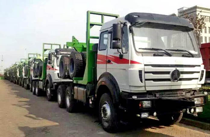10 unidades de camiones de transporte de madera beiben 2538 exportados a brazzaville, CONGO